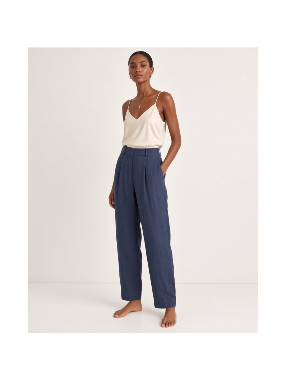Banana Republic High-Rise Straight Puddle Pants Blue Size 8 Pleated Front NWT